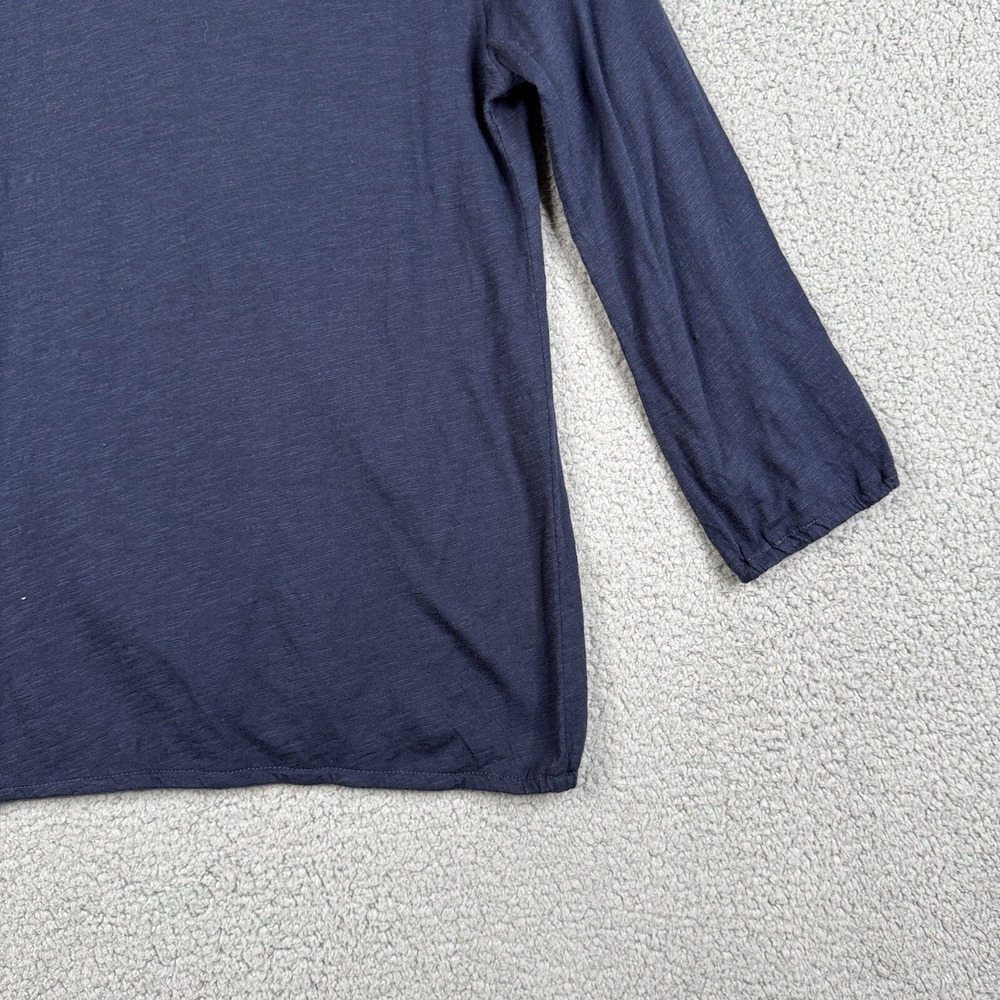 Lucky Brand Tunic Top Womens Size Medium Navy Blue Eyelet 3/4 Sleeve Boat Neck - Picture 8 of 15